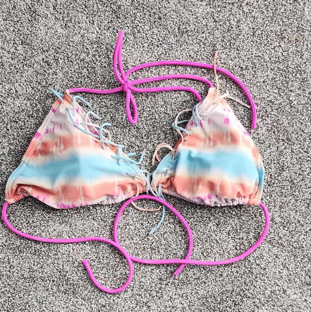 Wet Seal Tie Dye Fringe Bikini Top XL